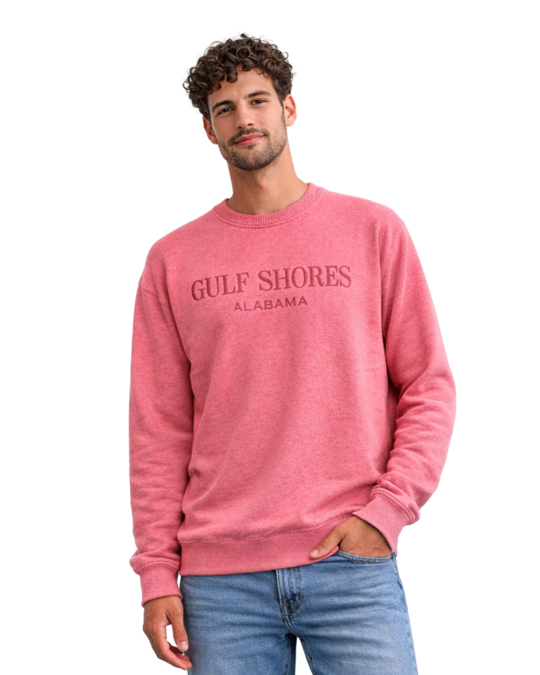 Gulf Shores, AL Nantucket Crewneck – Embroidered City Name Appliqué (Style AP267AI) crewneck alvinsisland.com Flamingo S