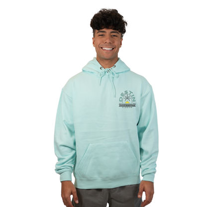 Destin Florida Pullover Hoodie Men with front "Keeping it Salty" Sun and Palm Tree Pocket design and the same back big design Style 252