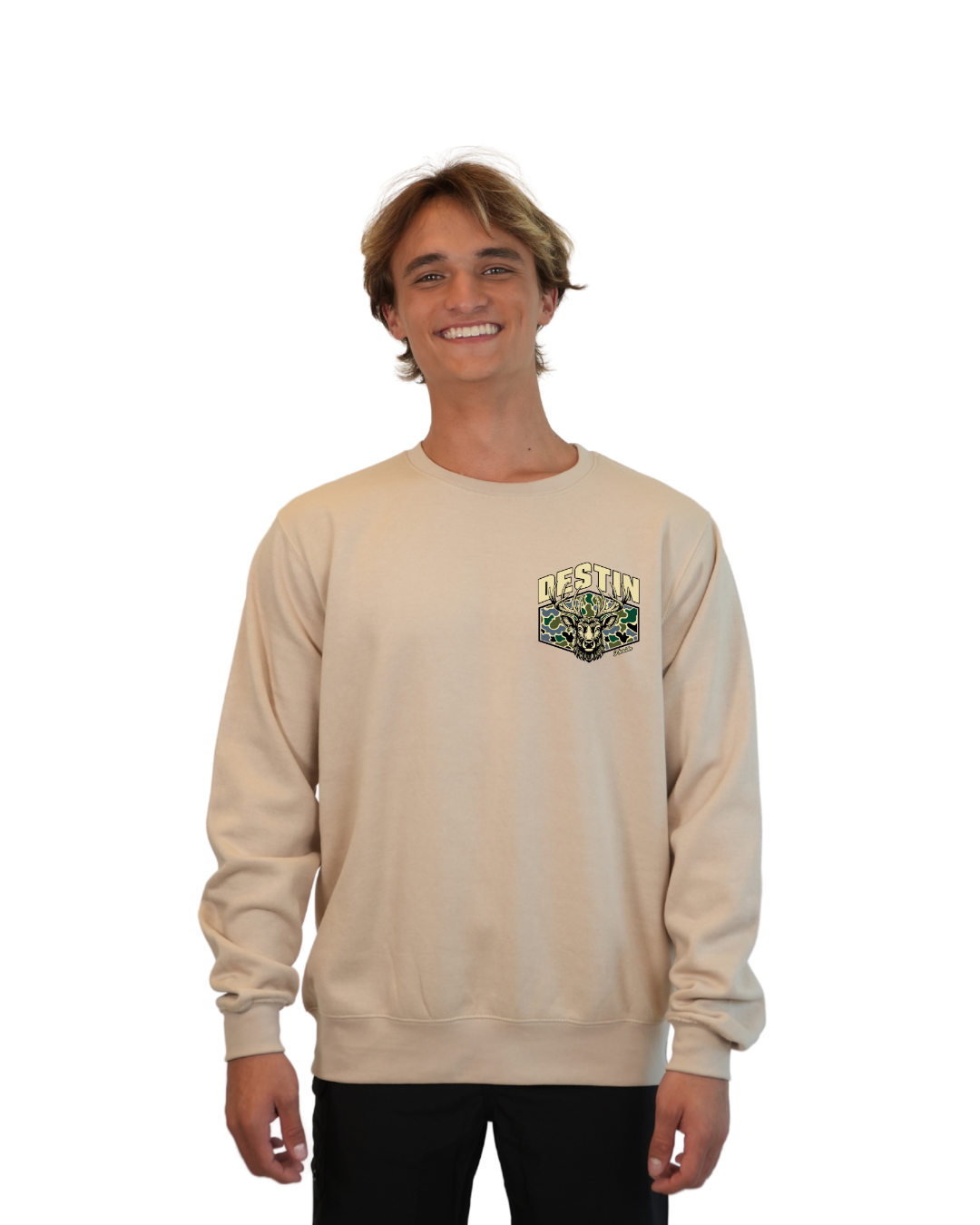 Destin Deer Crewneck – Camouflage Edition crewneck alvinsisland.com Oyster S