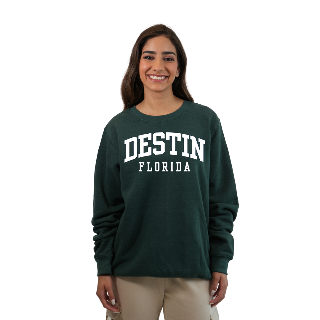 Destin Florida Fleece Crewneck Sweatshirt Women with a Destin City Name Design Style 067