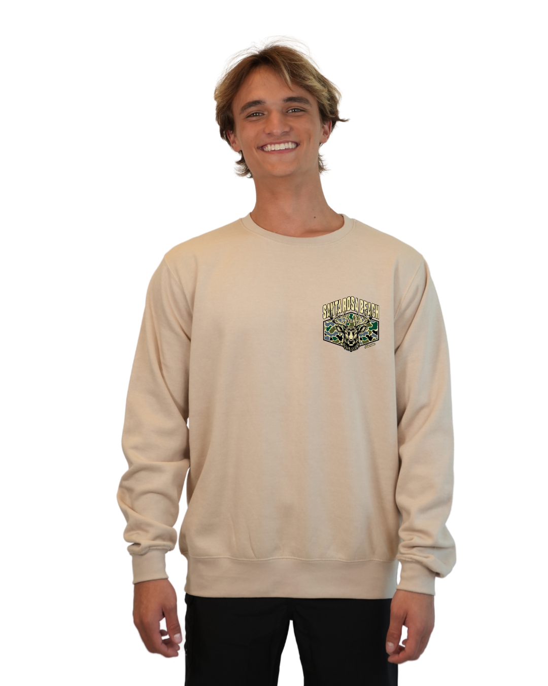 Santa Rosa Beach Deer Men Crewneck – Camouflage Edition
