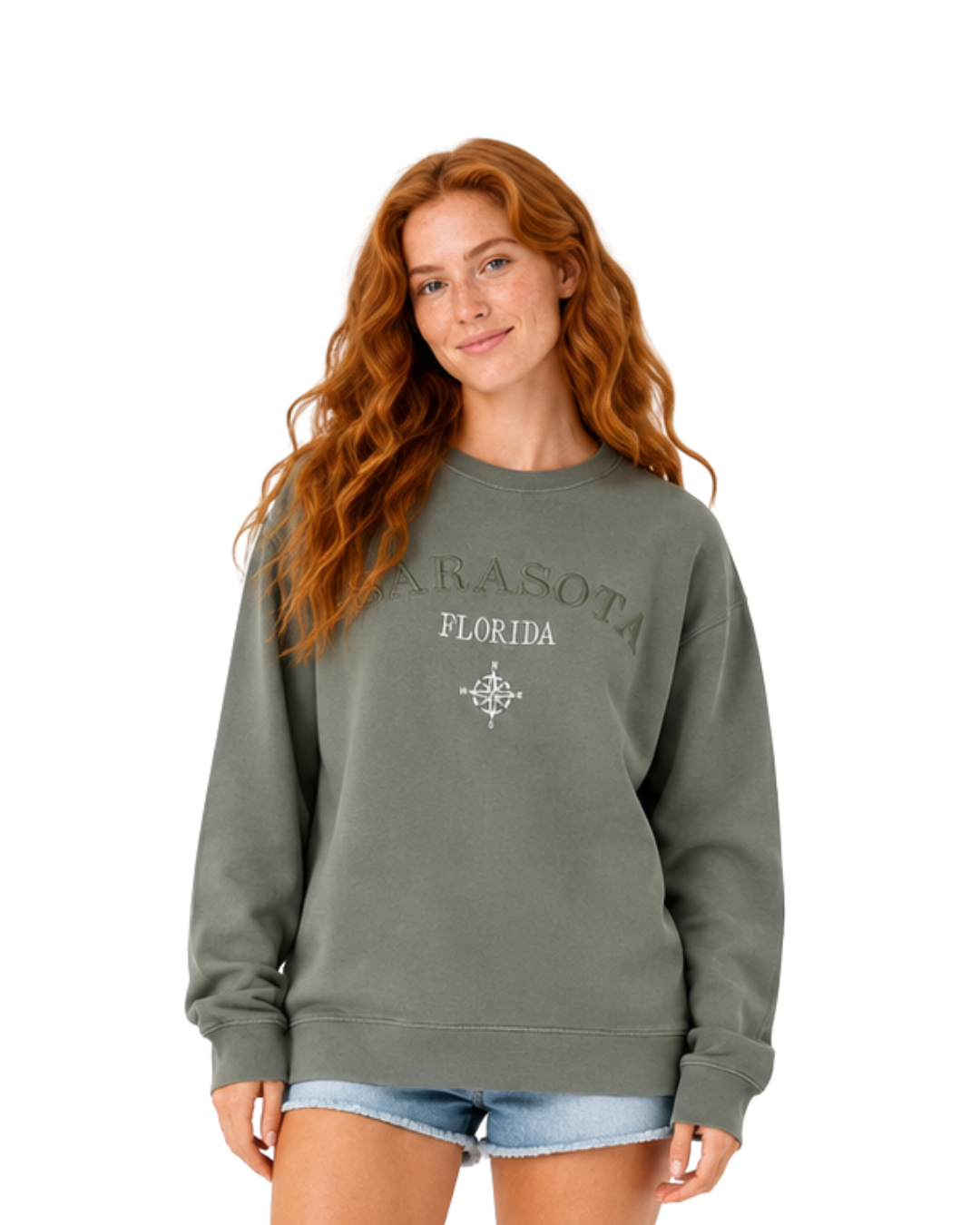 Sarasota, Fl Garment Dye Women Crewneck crewneck alvinsisland.com S hunter