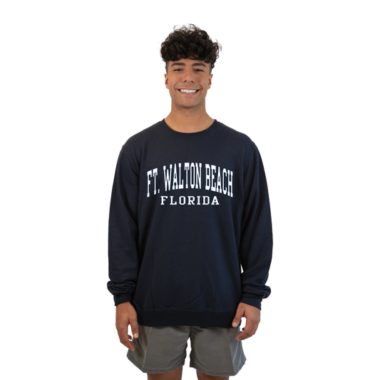 Ft. Walton Beach Fleece Crewneck Sweatshirt Men with a City Name Design Style 067