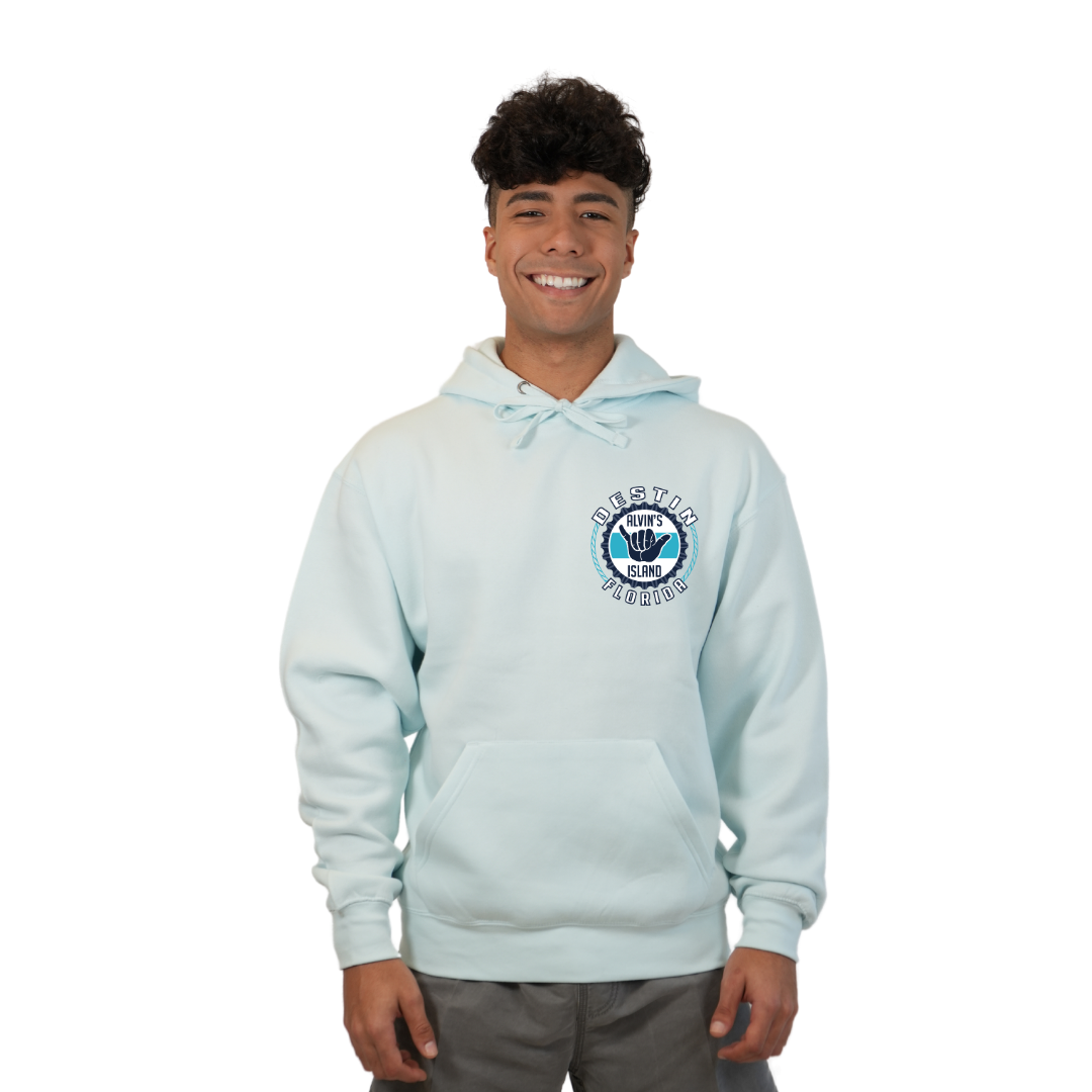 Destin Pullover Hoodie Men with Alvin's Island Hang Loose Front and Back Design Style 252