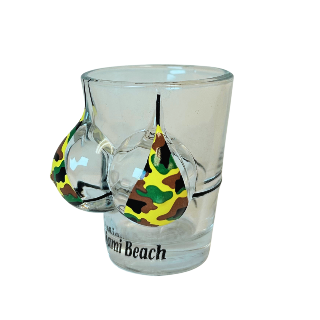 Miami Bikini Bust Flamingo 3d Shot Glass