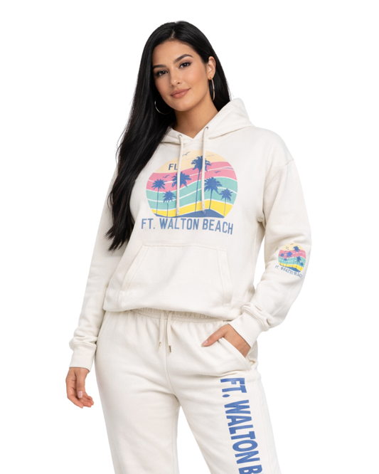 Ft. Walton Beach Palm Tree/ Stripes (Hoodie& Pants) Set (Two Piece) Clothing alvinsisland.com Oyster S