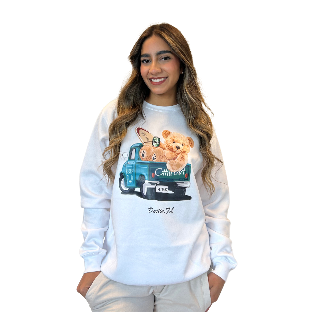 Destin Crewneck Sweatshirt Women with Teddy Bear Design Style 067