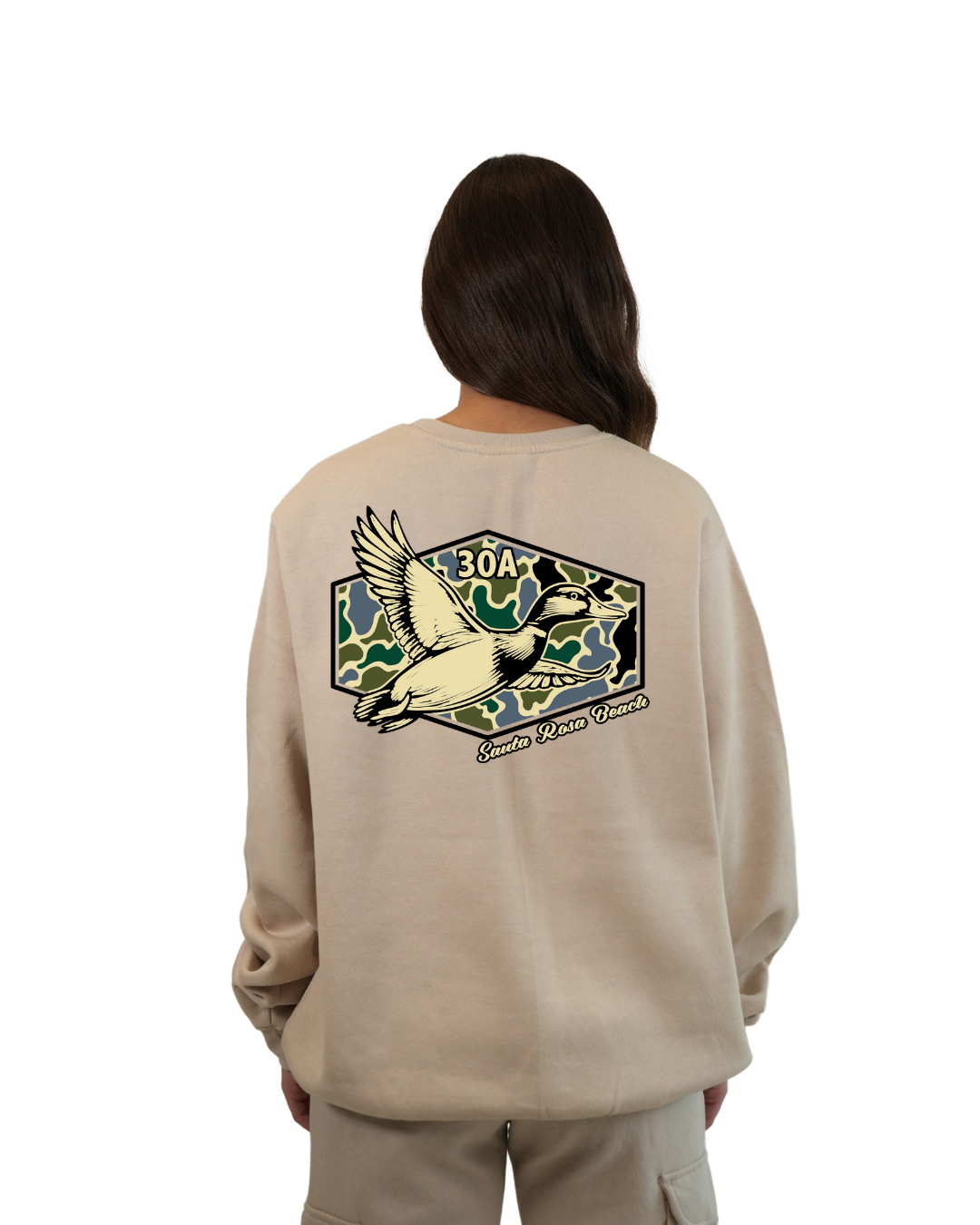 Santa Rosa Beach Duck Women Crewneck – Camouflage Edition