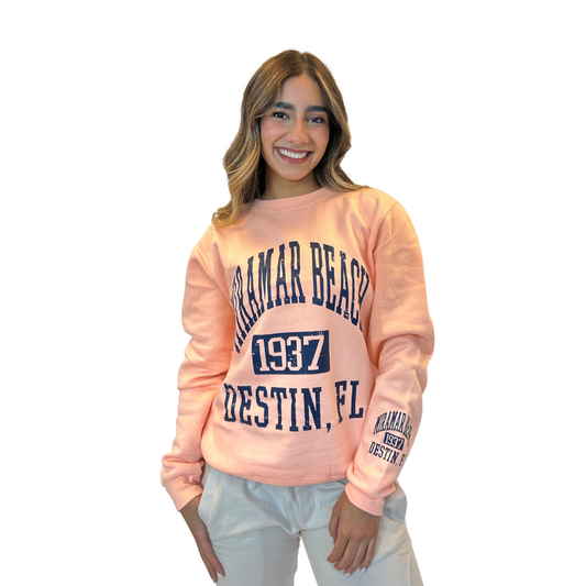 Miramar 1937 Fleece Crewneck Sweatshirt Women with a Front and the left sleeve design Style 067