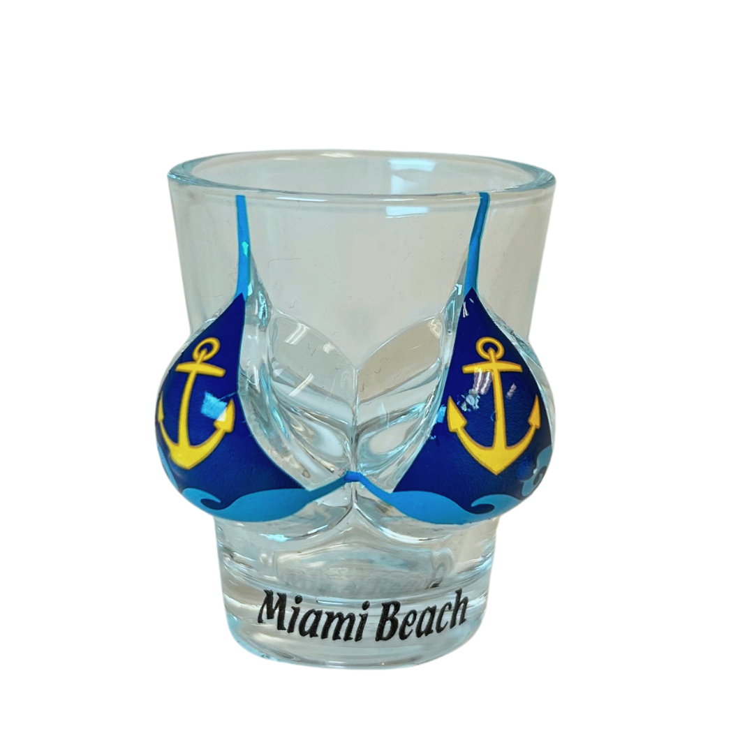 Miami Bikini Bust Flamingo 3d Shot Glass