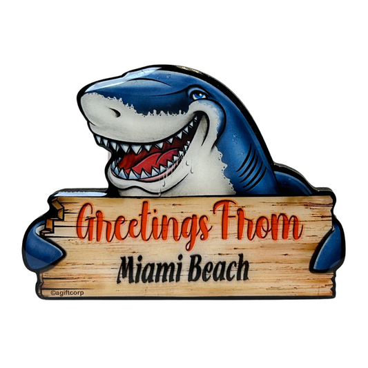 Miami Shark Greetings Mdf Magnet Wood