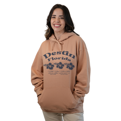 Destin Florida Pullover Hoodie Women with Big Front 3 Hibiscus Design Style 252