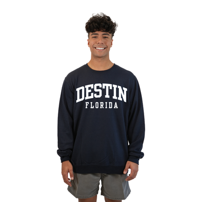 Destin Florida Fleece Crewneck Sweatshirt Men with a Destin City Name Design Style 067