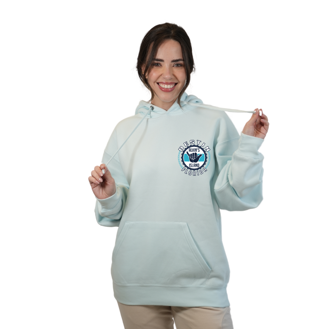 Destin Pullover Hoodie Women with Alvin's Island Hang Loose Front and Back Design Style 252