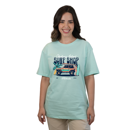 Okaloosa Island Combed Cotton T-Shirt  Women  with Surf Shop Front Design Style CC1000