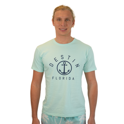 Destin Florida Combed Cotton Men T-Shirt with a Front Nautical Design Style CC1000