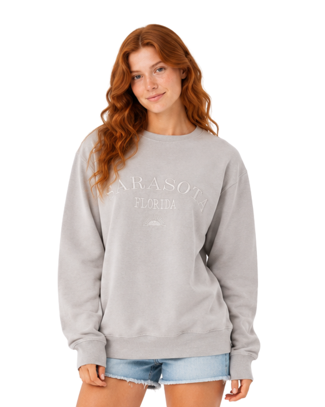 Sarasota, Fl Garment Dye Women Crewneck crewneck alvinsisland.com S Gray