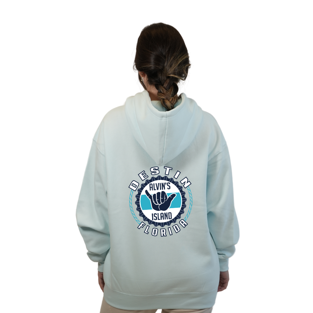 Destin Pullover Hoodie Women with Alvin's Island Hang Loose Front and Back Design Style 252