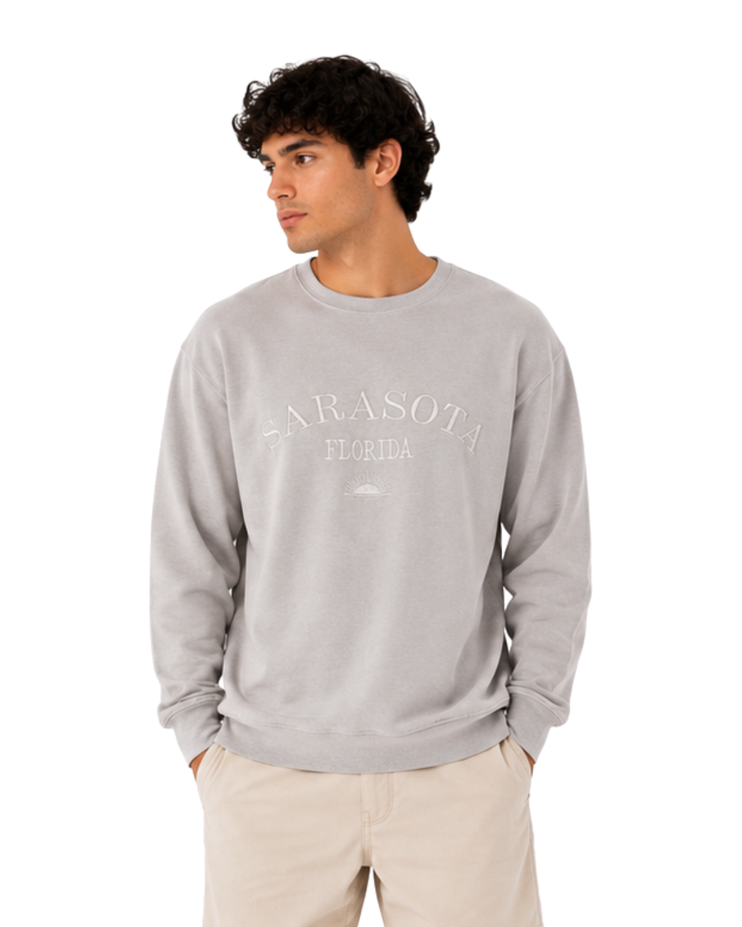 Sarasota, Fl Garment Dye Men Crewneck crewneck alvinsisland.com S Gray
