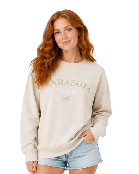 Sarasota, Fl Garment Dye Women Crewneck crewneck alvinsisland.com S Oyster