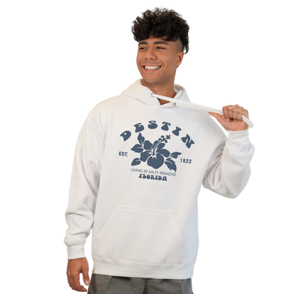 Destin Florida Pullover Hoodie Men with Big Front Hibiscus Flower Design Style 252