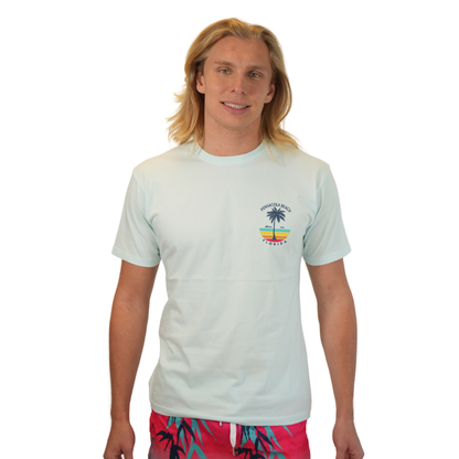 Pensacola Beach  Palm Tree/ Stripes Combed/Cotton Men T-Shirt Style Cc1000