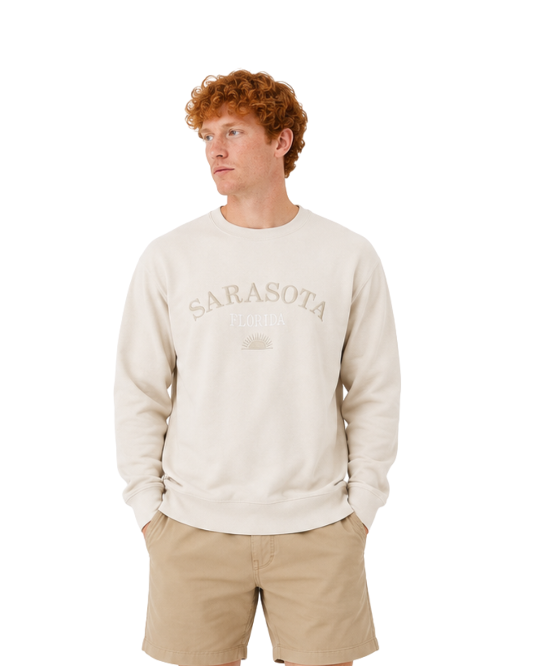 Sarasota, Fl Garment Dye Men Crewneck crewneck alvinsisland.com S Oyster