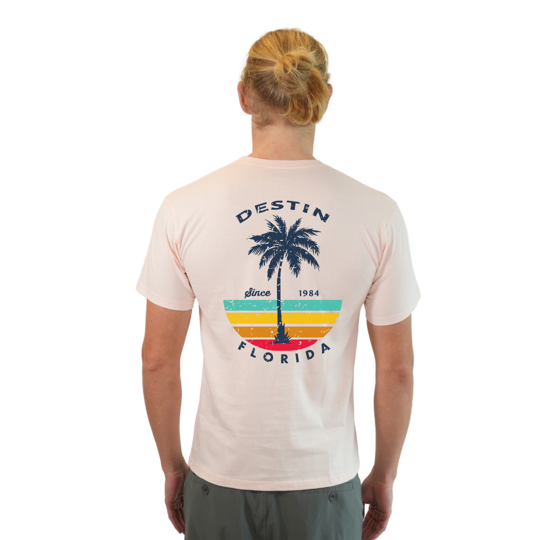 Destin Palm Tree/ Stripes Combed/Cotton Men T-Shirt Style Cc1000