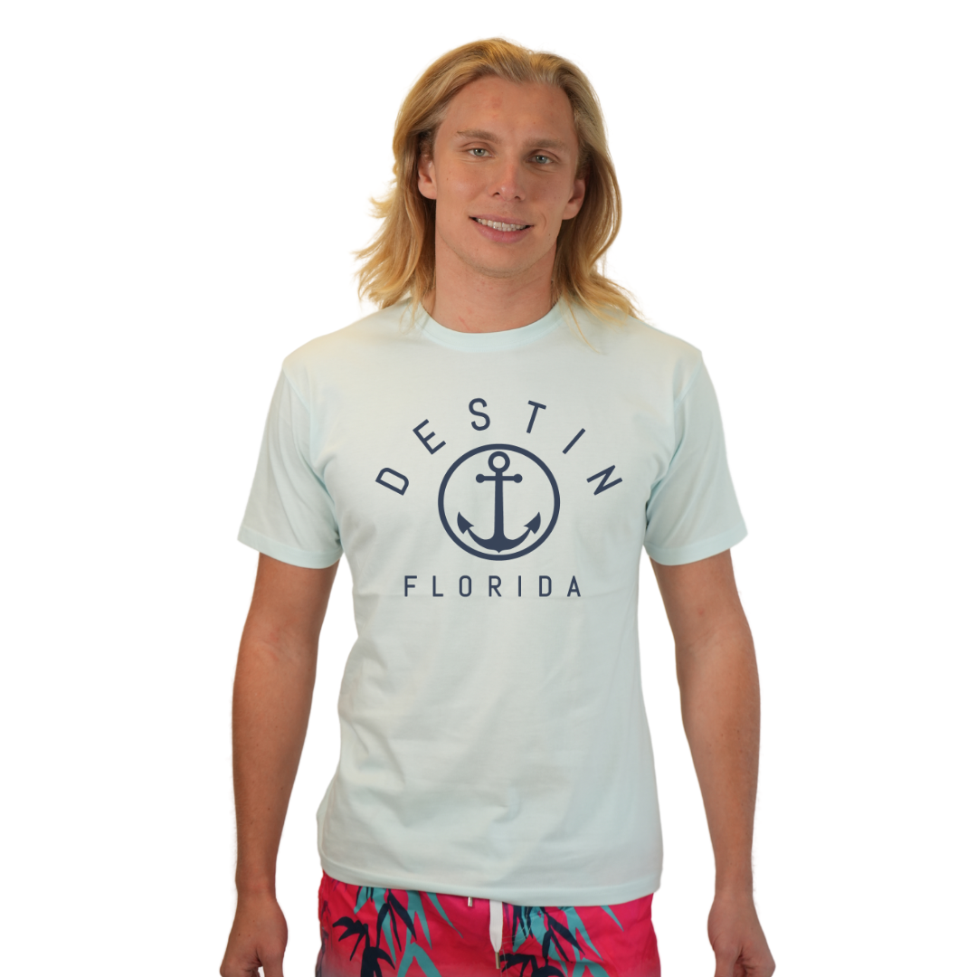 Destin Florida Combed Cotton Men T-Shirt with a Front Nautical Design Style CC1000