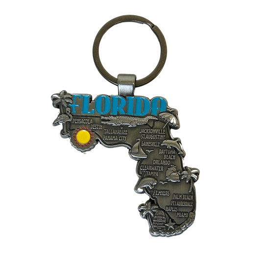 Florida Map Silhouette Pewt 2.25" Keychain