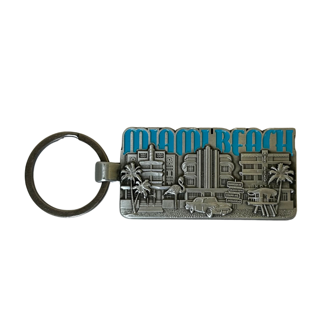 Miami Beach Skyline Blue 2.25" Keychain