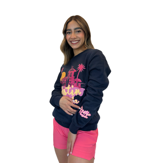 Destin Fl, Crewneck Women with texture patch on the front and the sleeve Style 067