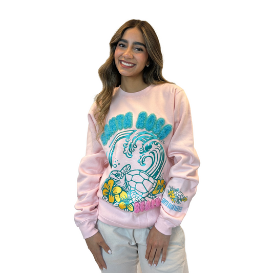 Santa Rosa Beach, Crewneck Women with texture patch on the front and the sleeve Style 067