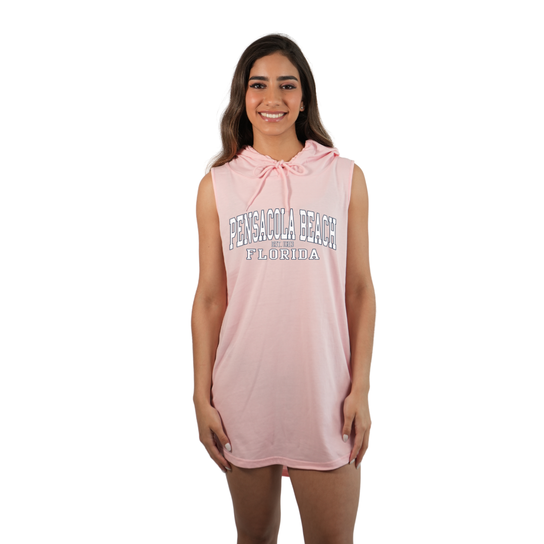 Pensacola Beach East 1683 Women Sleeveless Cover Up Hoodie with a Front Design Style 263