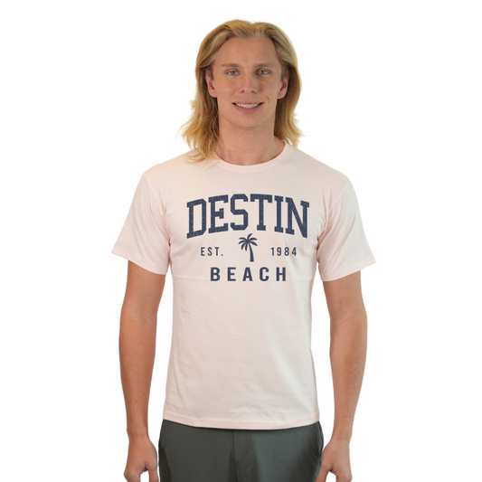 Destin Florida Combed Cotton Men T-Shirt with a Front Palm Tree Design Est. 1984 Style CC1000