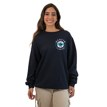 Destin Florida Fleece Crewneck Sweatshirt Women with Alvin's Island Hang Loose Front and Back Design Style 252