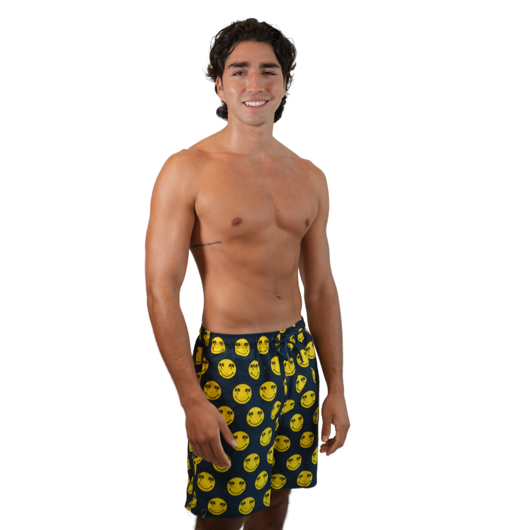 Mens Swim Shorts Happy Face Blue Style Swns001pk2