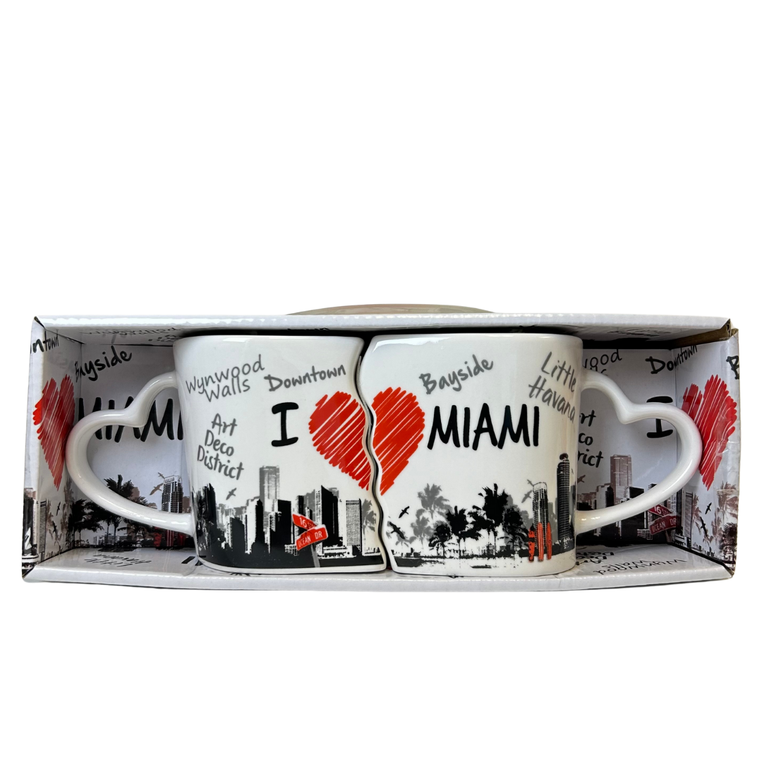 Set Miami Puzzle and Heart Design Mug 2 Pieces