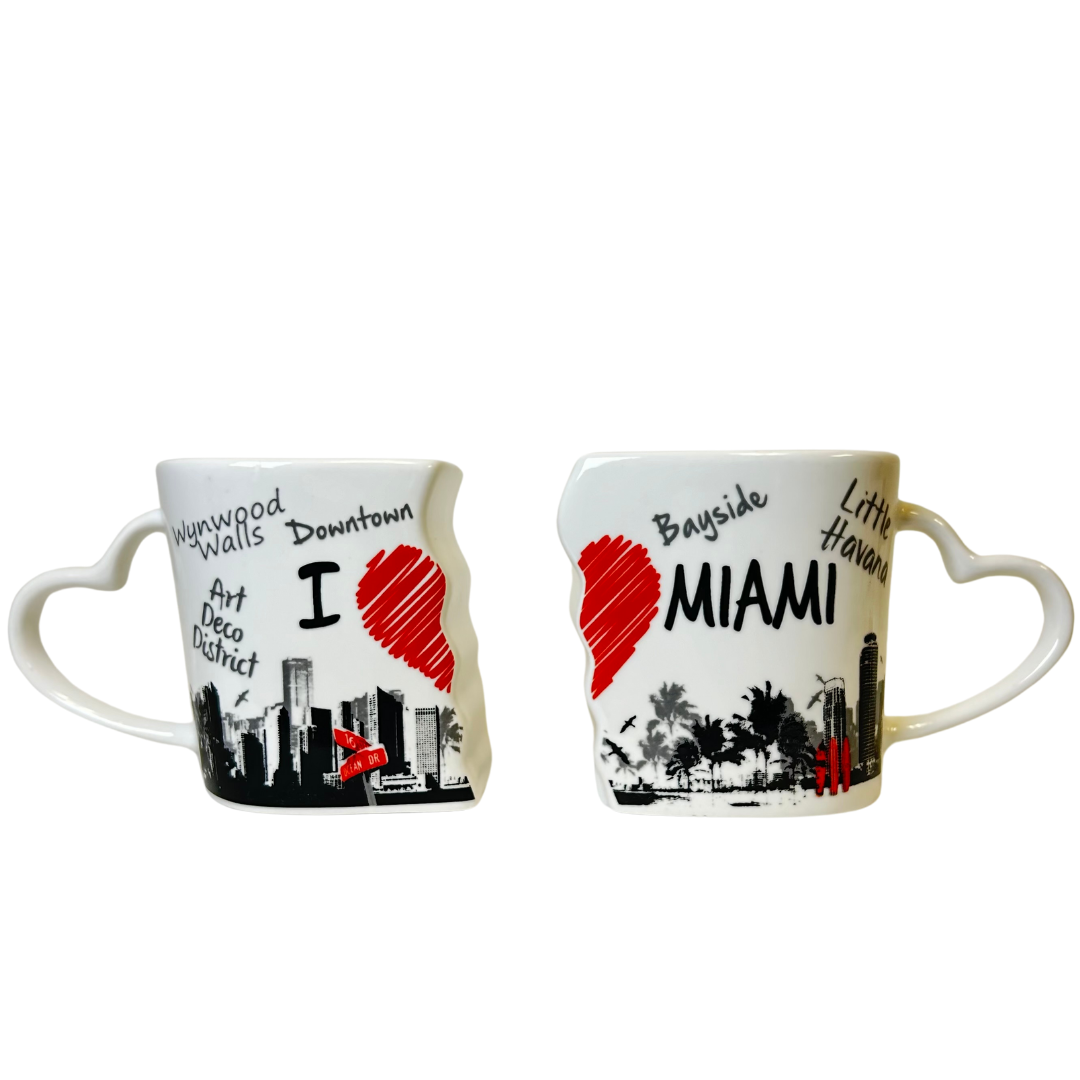 Set Miami Puzzle and Heart Design Mug 2 Pieces