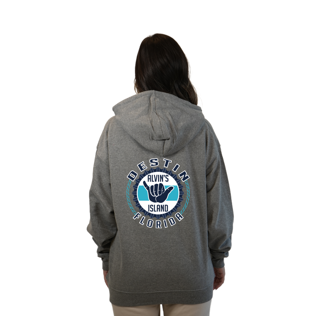 Destin Pullover Hoodie Women with Alvin's Island Hang Loose Front and Back Design Style 252