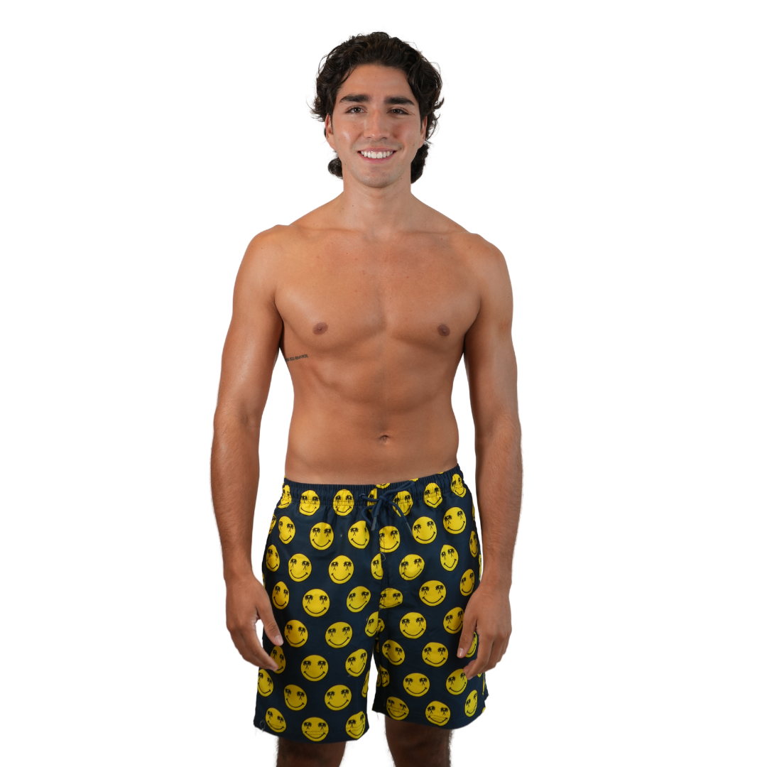 Mens Swim Shorts Happy Face Blue Style Swns001pk2