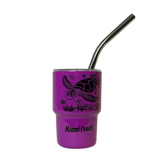 Miami Turtle Ss 3oz.Mini/Tumbler 5ast With Straw