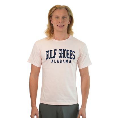 Gulf Shores Alabama Combed Cotton Men T-Shirt with Navy City Name Style CC1000