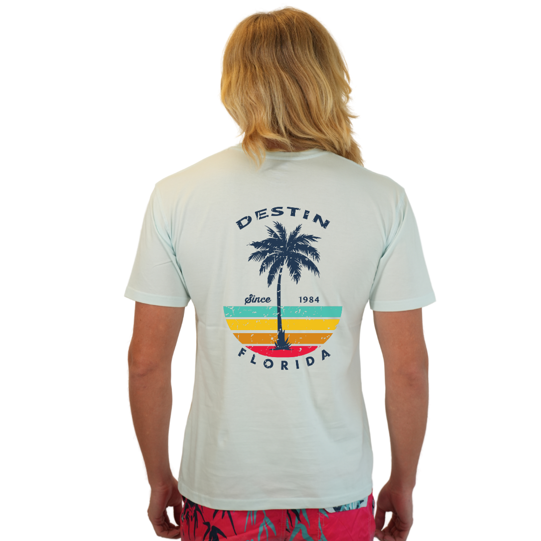 Destin Palm Tree/ Stripes Combed/Cotton Men T-Shirt Style Cc1000