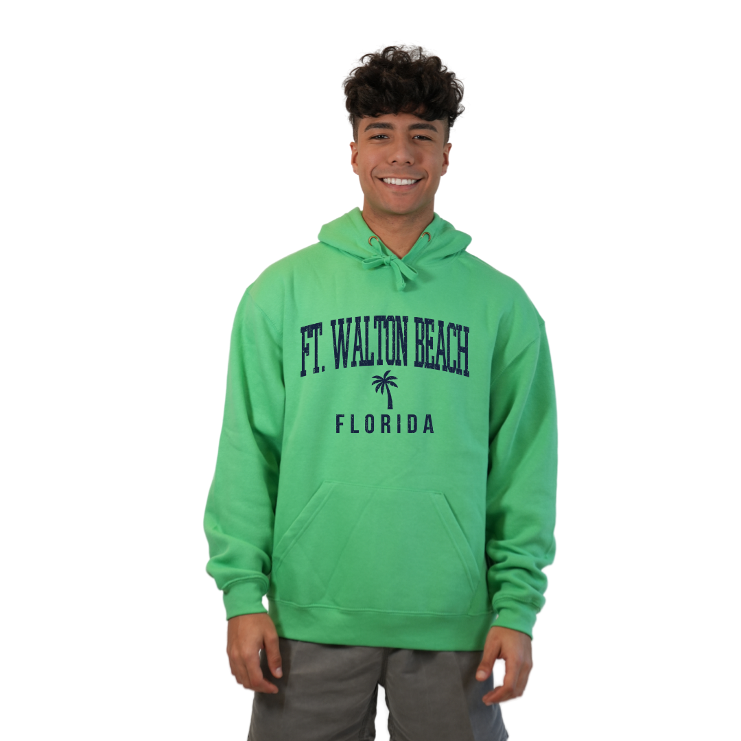 Ft. Walton Beach Pullover Hoodie Men with a City Name Blue design Style 252