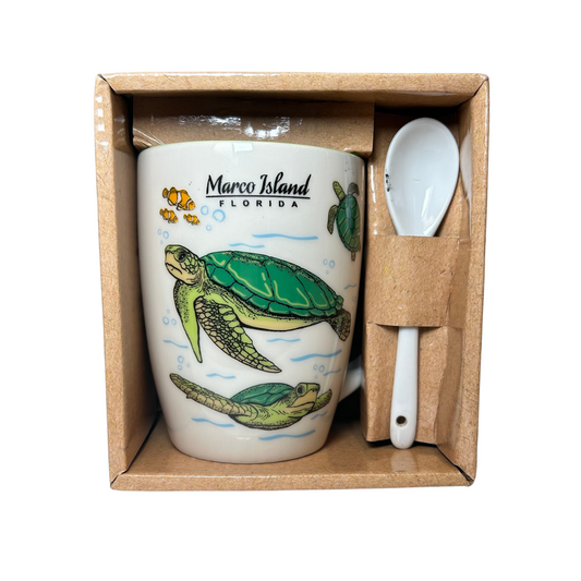 Marco Island Turtle Mug With Spoon