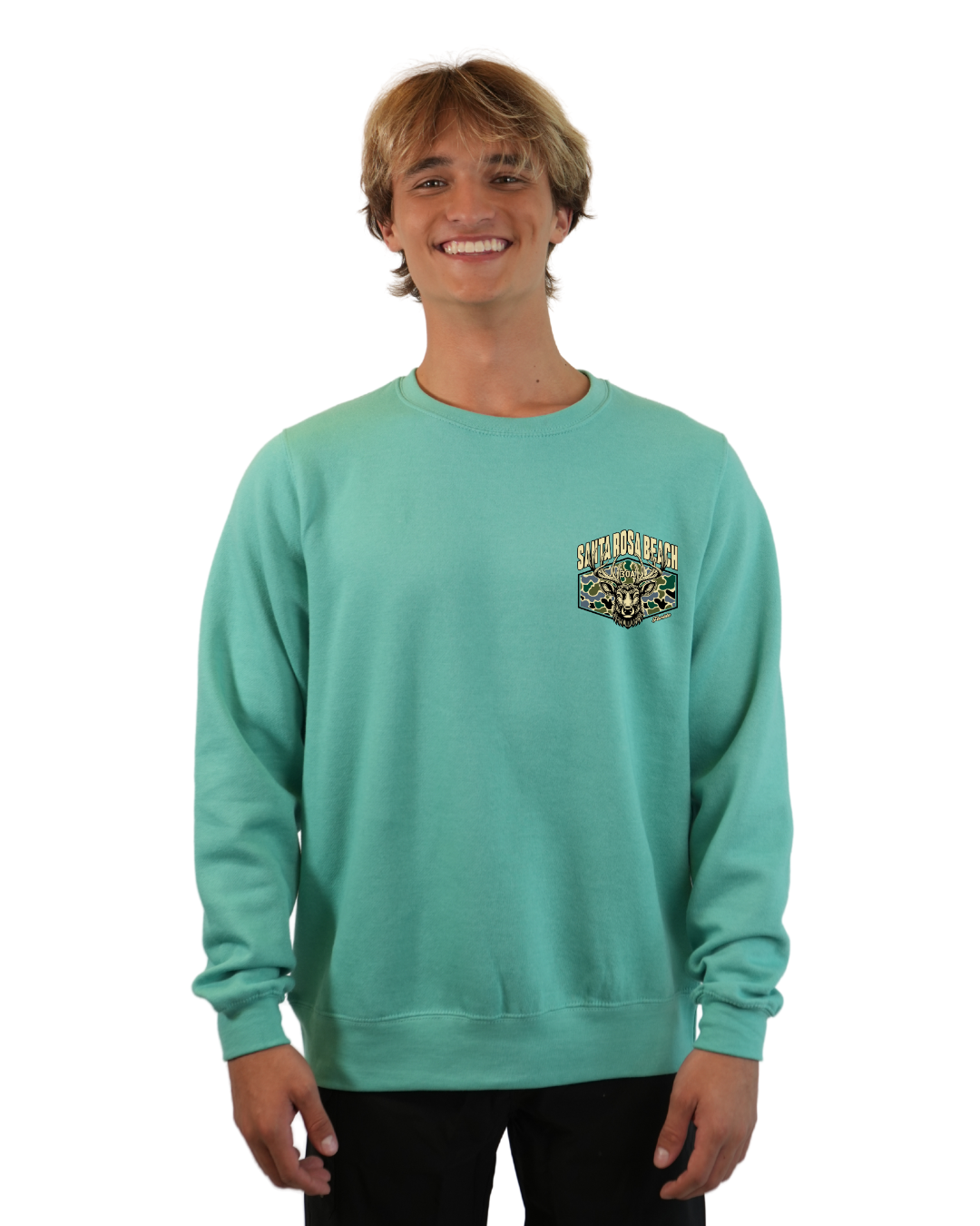 Santa Rosa Beach Deer Men Crewneck – Camouflage Edition