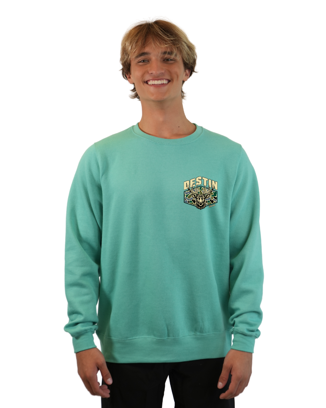 Destin Deer Crewneck – Camouflage Edition crewneck alvinsisland.com SEAFOAM S