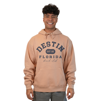 Destin Florida Pullover Hoodie Men with Big Front Destin Est 22 Florida Beach Club Design Style 252