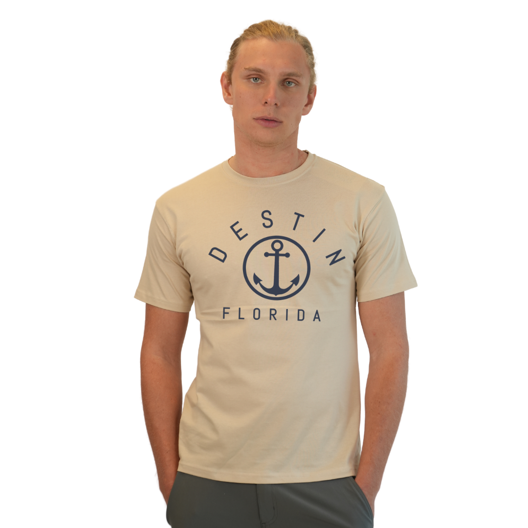 Destin Florida Combed Cotton Men T-Shirt with a Front Nautical Design Style CC1000